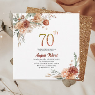 Elegant birthday celebration floral terracotta gl invitation