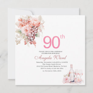 Elegant birthday celebration watercolor pink flora invitation