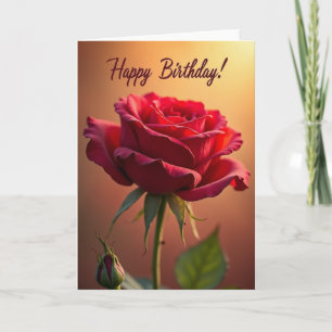 Elegant Birthday Crimson Bloom Card