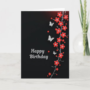 Elegant Birthday Crimson Floral Card