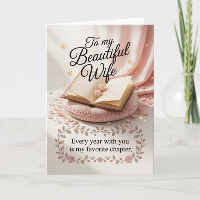 Elegant Birthday Design for Wife Card (Front)