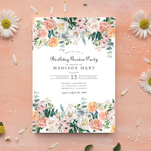 Elegant Birthday Floral Peony Garden Party Invitation