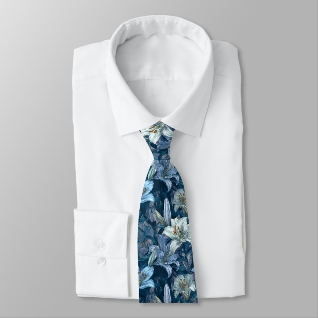 Elegant Birthday Gifts For Husband Lilies Floral Tie (Tied)