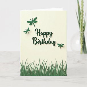 Elegant Birthday Green Script Card
