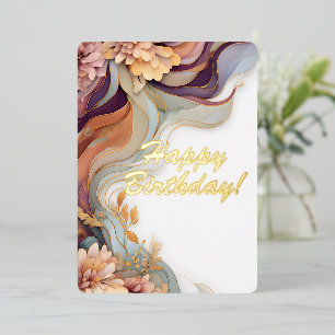 Elegant Birthday Greeting Card Colourful Flowers