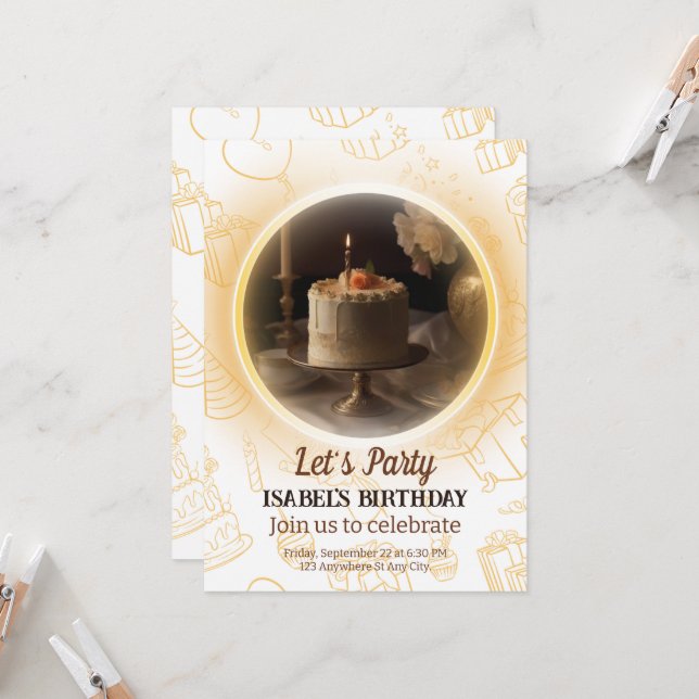 Elegant birthday invitation (Front/Back In Situ)