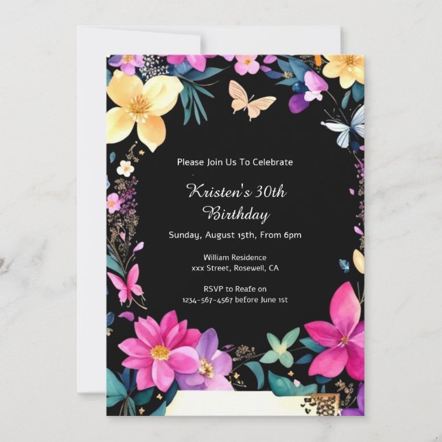 Elegant Birthday Invitation (Front)