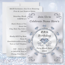 Elegant, Birthday Invitations for Adults, ANY YEAR