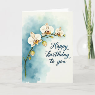 Elegant Birthday Orchid Watercolor Card