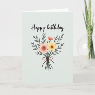 Elegant Birthday Painted Blooms Card
