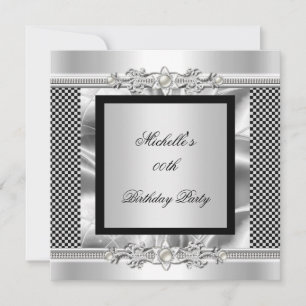 Elegant Birthday Party Art Deco Silver Look Invitation