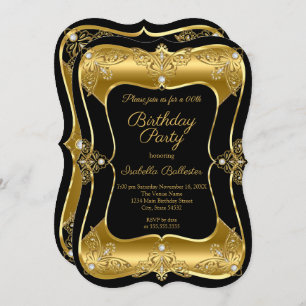 Elegant Birthday Party Black Gold Elite Diamond 3 Invitation