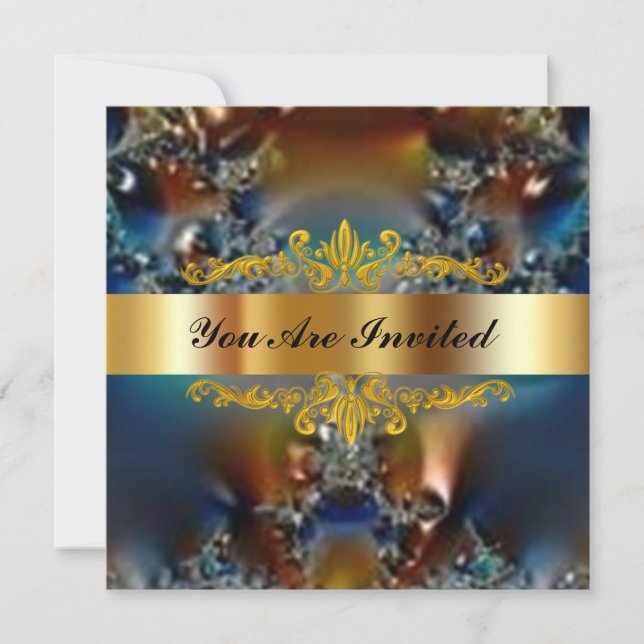 Elegant Birthday Party Fantasy Gold Invitation (Front)