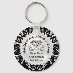 Elegant Birthday Party Favors, Any YEAR, COLORS Key Ring
