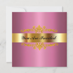 Elegant Birthday Party Invitation Gold Pink