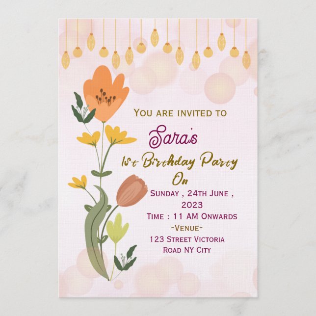Elegant Birthday Party Invitations  (Front)