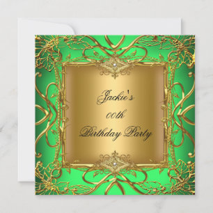 Elegant Birthday Party Lime Green Gold Invitation