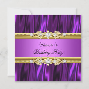 Elegant Birthday Party Magenta Purple Pink Gold Invitation