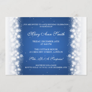 Elegant Birthday Party Magic Sparkle Blue Invitation