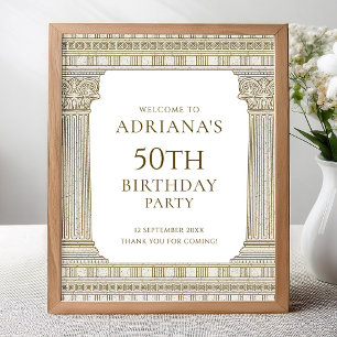 Elegant Birthday Party sign with stone elements
