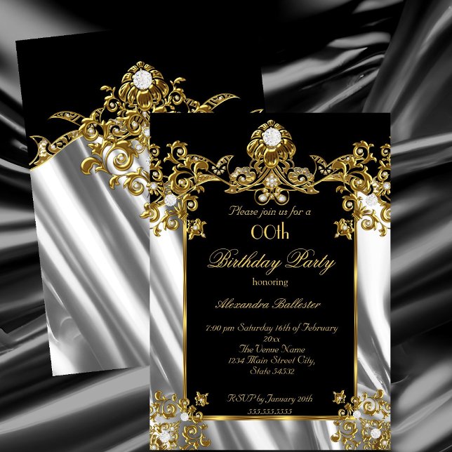 Elegant Birthday Party Silk diamond Gold Invitation (Creator Uploaded)