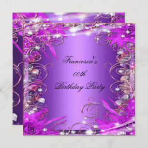 Elegant Birthday Party Silver Pink Purple Invitation