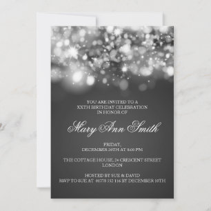 Elegant Birthday Party Silver Sparkling Lights Invitation