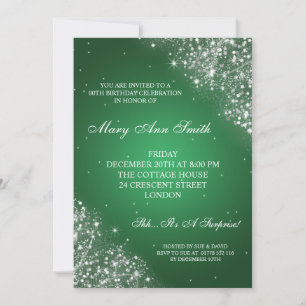 Elegant Birthday Party Sparkling Glitter Green Invitation