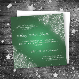 Elegant Birthday Party Sparkling Glitter Green Invitation
