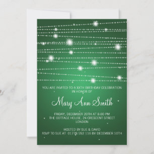 Elegant Birthday Party Sparkling Lines Green Invitation