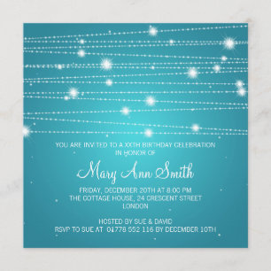 Elegant Birthday Party Sparkling Lines Turquoise Invitation