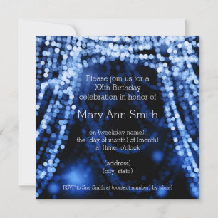 Elegant Birthday Party String Lights Blue Invitation
