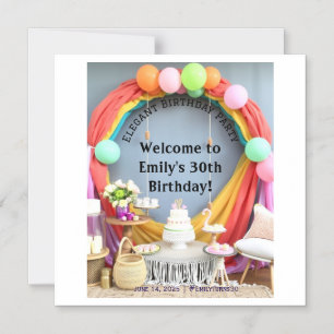 Elegant Birthday Party Welcome Magnetic Invitation