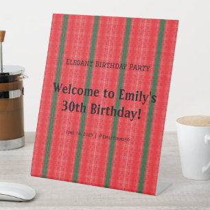 Elegant Birthday Party Welcome Pedestal Sign