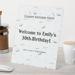 Elegant Birthday Party Welcome Pedestal Sign