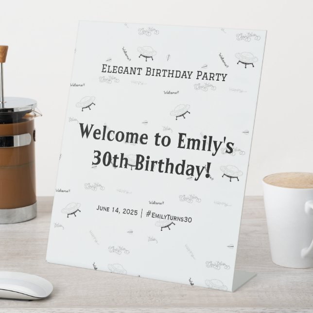Elegant Birthday Party Welcome Pedestal Sign (In SItu)