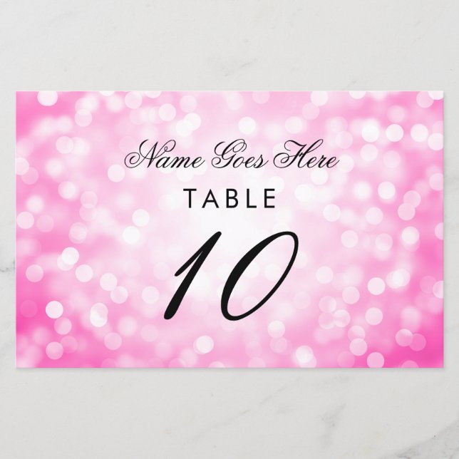 Elegant Birthday Pink Glitter Lights Place Card  (Front)