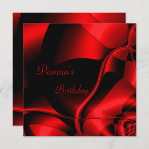 Elegant Birthday Red Black Abstract Invitation