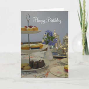 elegant birthday tea and cupcake card