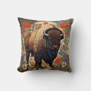 Elegant Bison William Morris Inspired Cushion