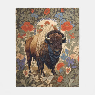 Elegant Bison William Morris Inspired Fleece Blanket