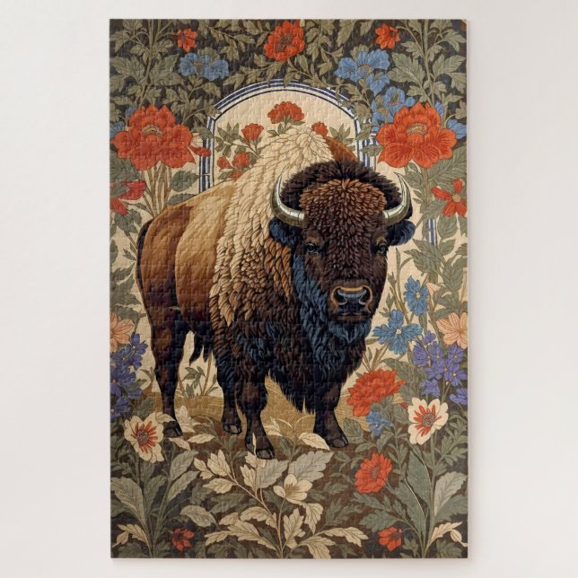 Elegant Bison William Morris Inspired Jigsaw Puzzle (Vertical)