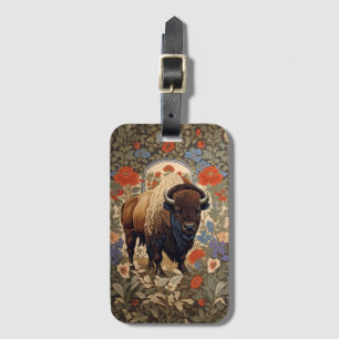 Elegant Bison William Morris Inspired Luggage Tag