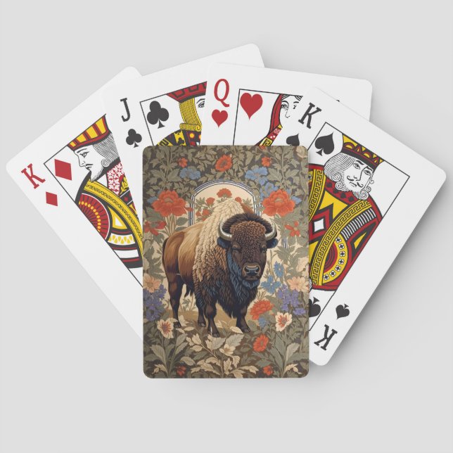 Elegant Bison William Morris Inspired Playing Cards (Back)