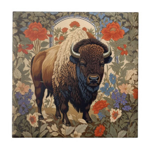 Elegant Bison William Morris Inspired Tile