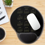 Elegant Black 2025 Calendar Home Office Ergonomic Gel Mouse Mat<br><div class="desc">Custom, elegant script typography, black and faux gold, yearly 2025 calendar, dust and stain resistant full year calendar mousepad / mousemat with ergonomic gel-pad wrist support and non-skid base, for home and office. Makes a great custom gift for your loved ones, mum, dad, husband, wife, son, daughter, brother, sister, grandpa,...</div>