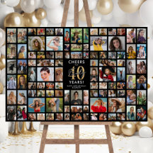 Elegant Black 40th Birthday Photo Board
