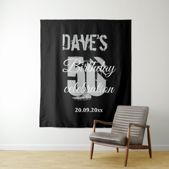 Elegant Black 50th Birthday Party  Tapestry (In Situ)