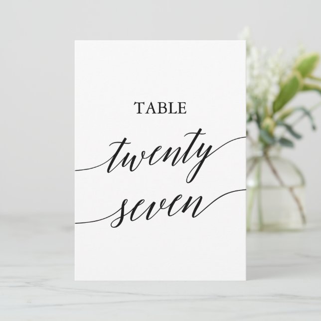 Elegant Black 5x7 Printable Table Number 27 (Standing Front)
