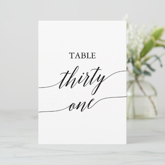 Elegant Black 5x7 Printable Table Number 31 (Standing Front)